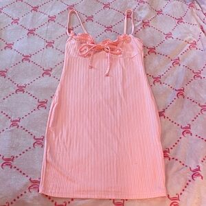 Pink Tight Dress Tie Front